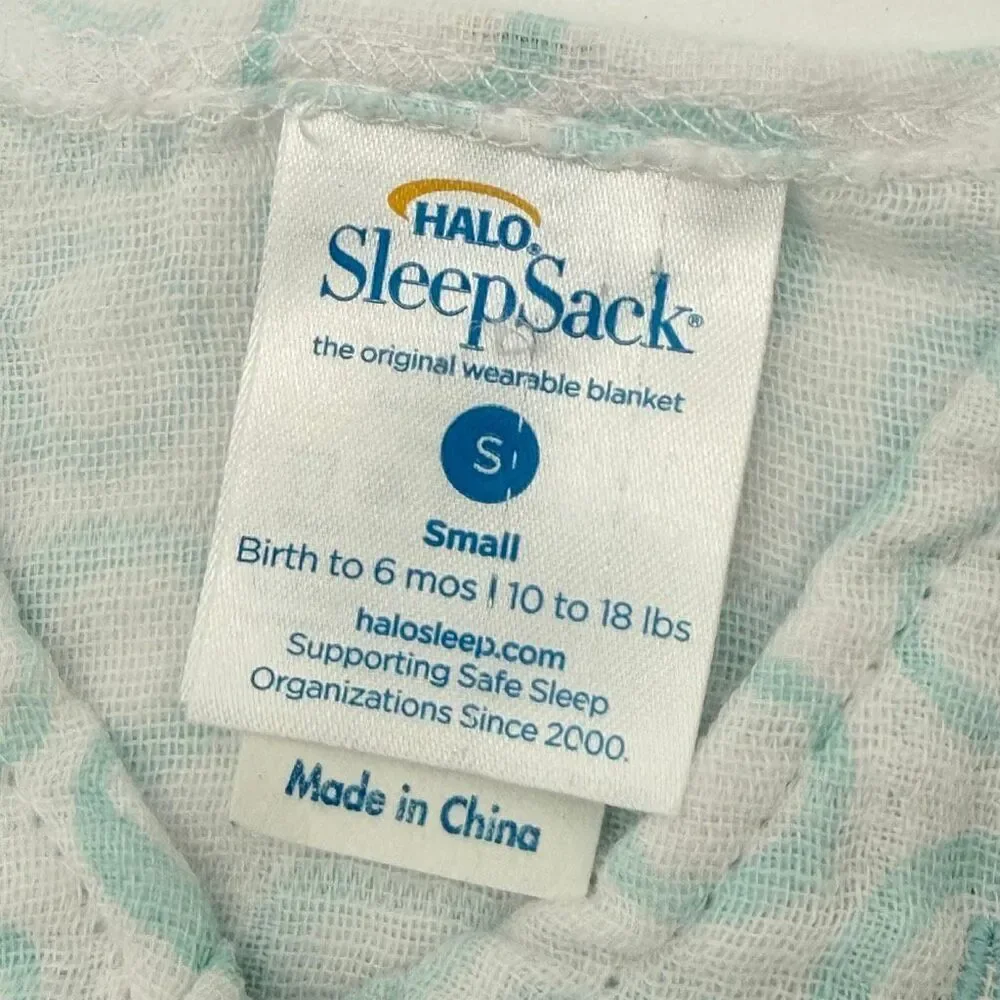 Halo Sleepsack Muslin Teal on White Circles 0-6 Months 12-18 Pounds